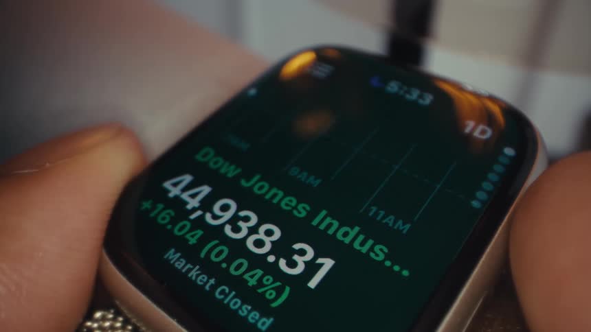 Closeup of a finger using a smartwatch