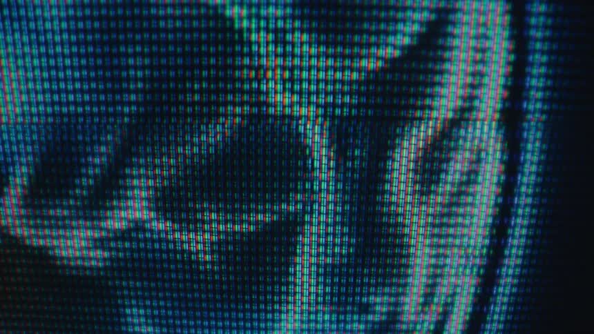 Screen displaying images in blue