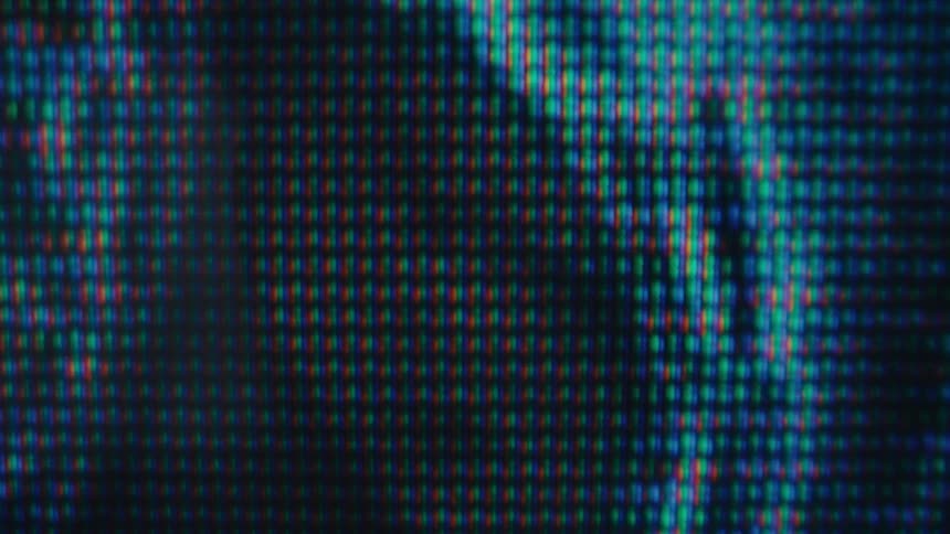 A computer screen showing a blue fleshy tunnel with lights