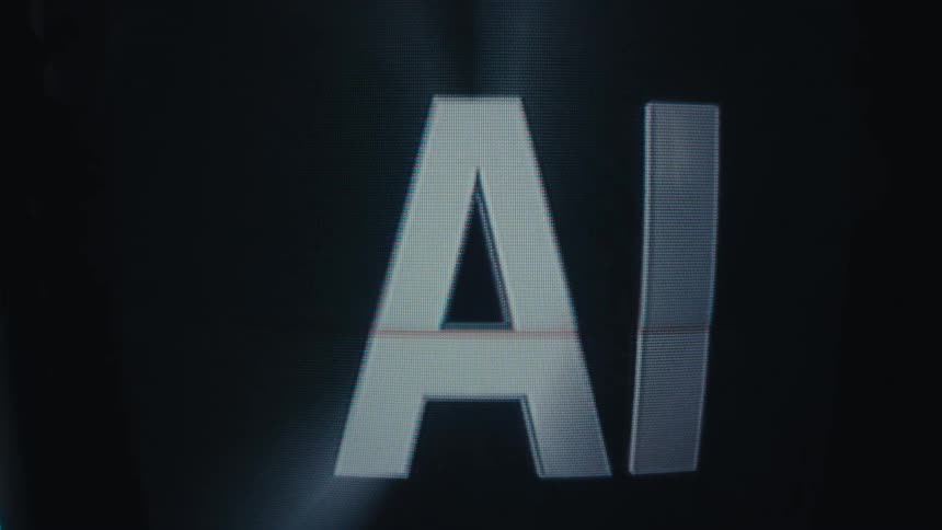 White ai moving across a dark screen