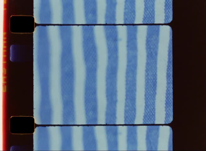 Blue and white vertical stripes appear in an abstract pattern