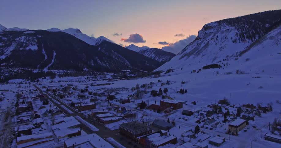 A town in the valley in winter