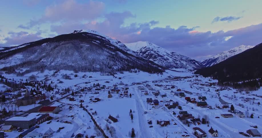 Aerial of a suburban neighbourhood in an arctic region during daytime