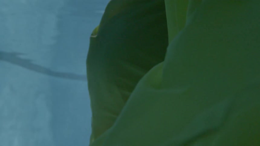 A woman wearing a yellow gown stands in a pool