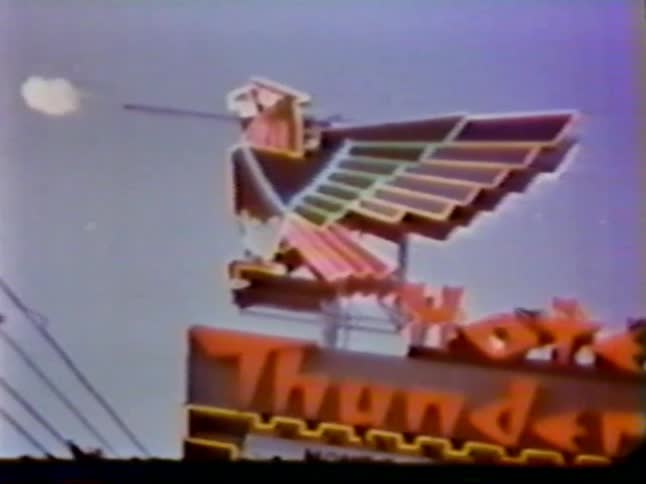Fire coming out of a sign in a vintage scene
