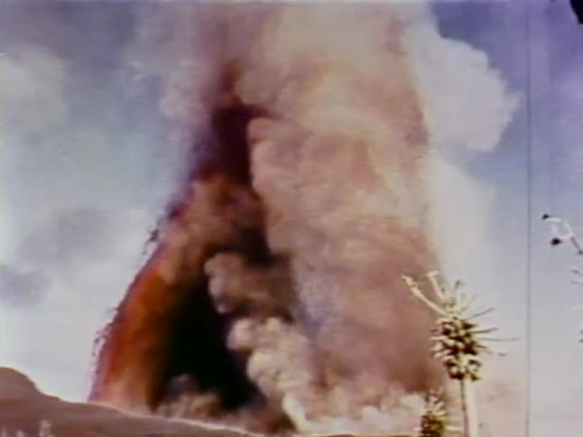 A large amount of smoke rises in the air