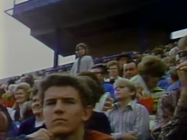 The bleachers are full of fans