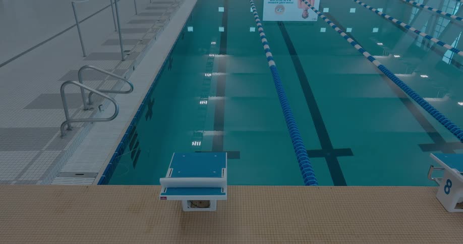 The pool is empty in the gym