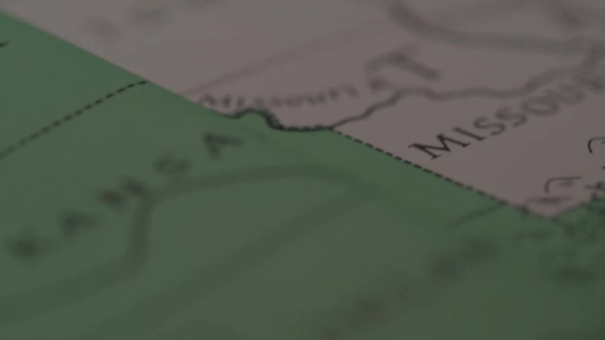 A close up of a map of the united states