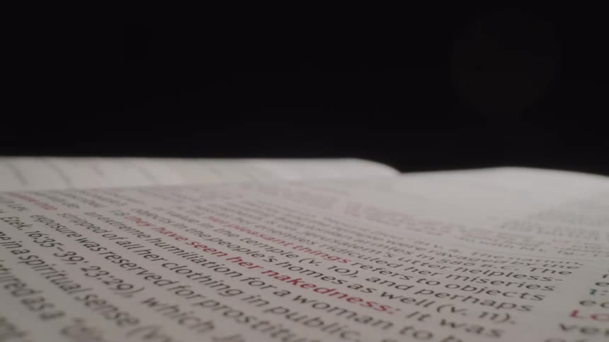 Close up of texts on a page of a religious publication
