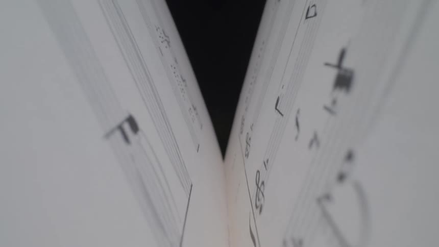 The pages are covered with sheet music