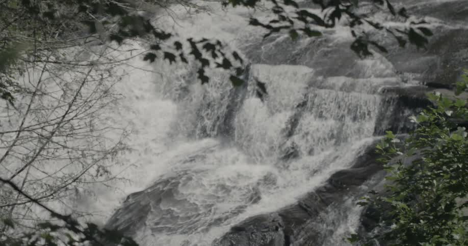 Water falls into the river