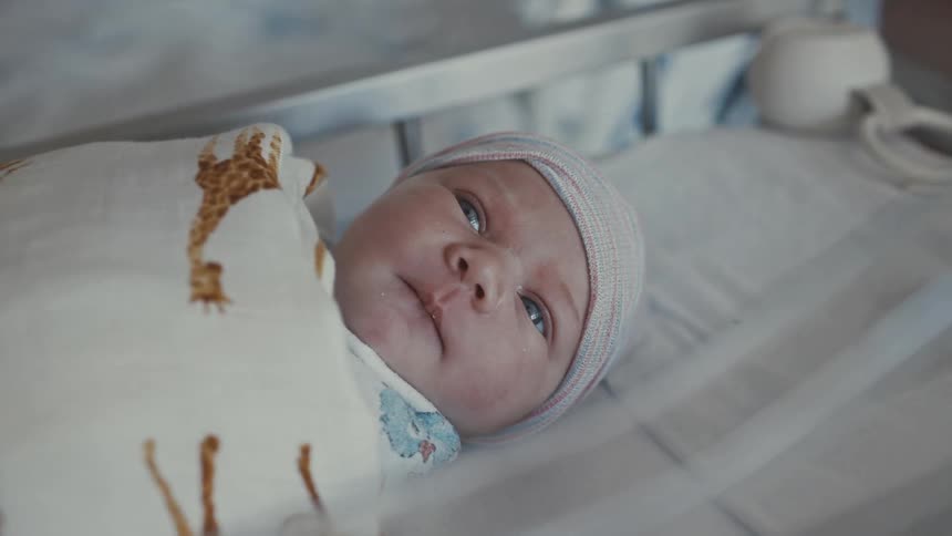 The baby is resting in the crib