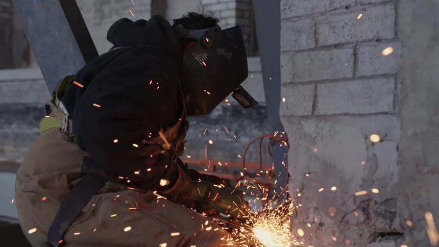 Sparks flying from a welding job