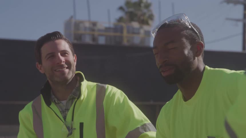 Men with a visibility vest outdoors conversion