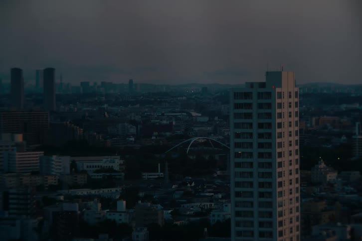 Panorama of an urban city at dawn