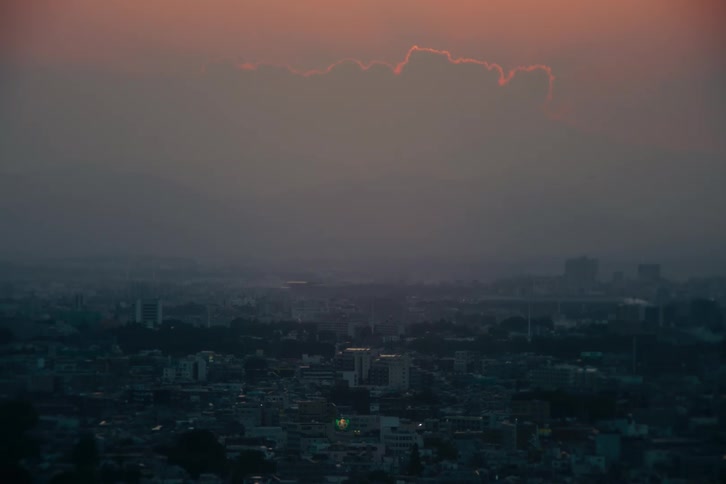 Panorama of a city at dawn