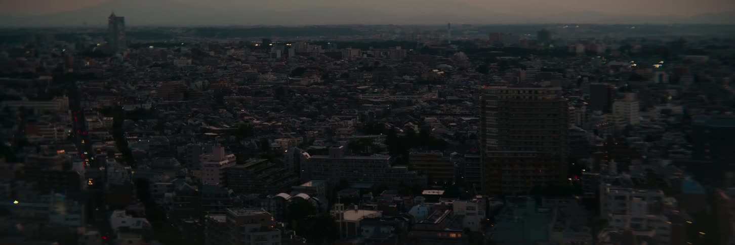 Panorama of an urban city on a cloudy dawn