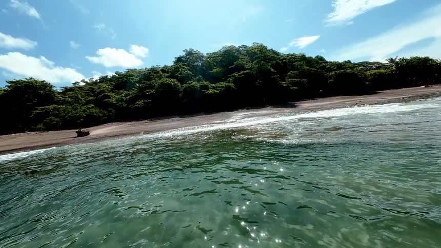 The atv vehicle speeds on the beach