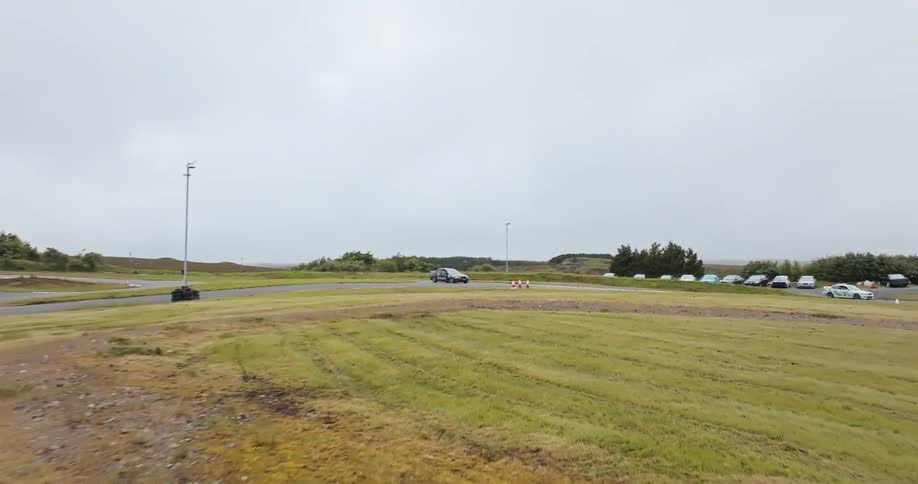 Sports car drifting on a track