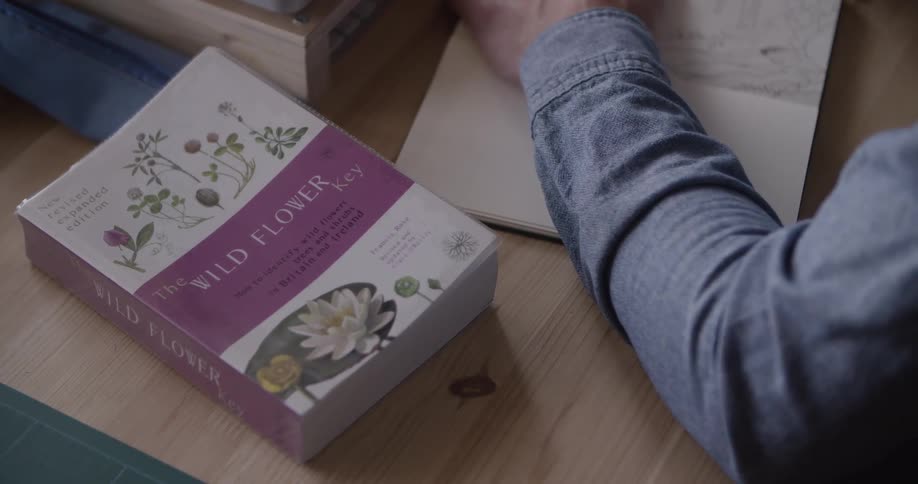 Book on the table next to an arm