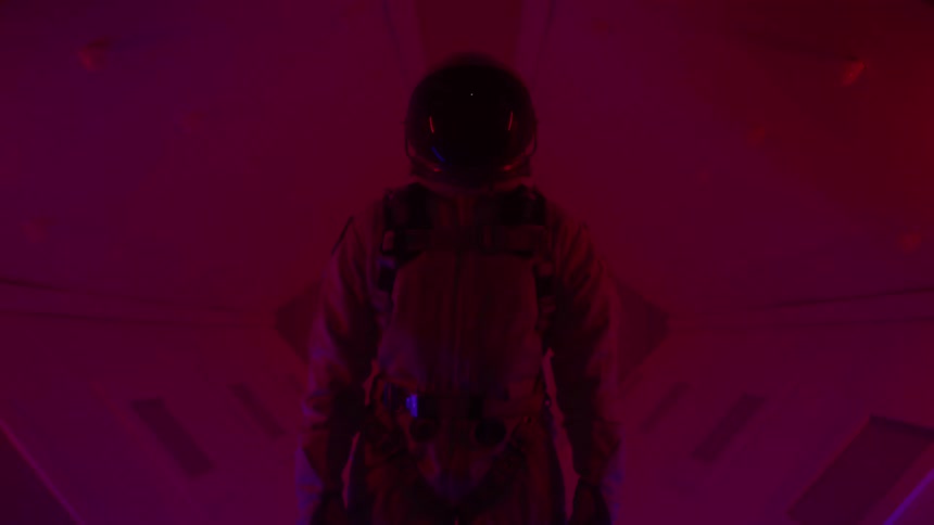 Lights flash on the astronaut