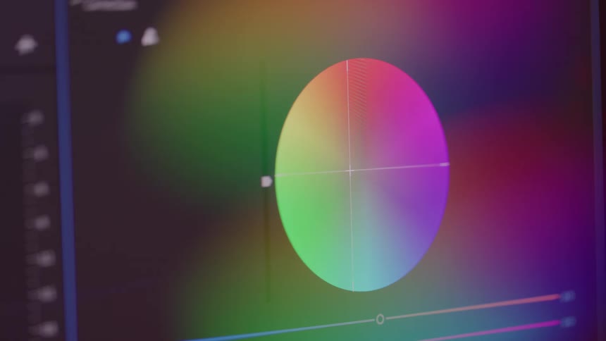 Extreme close up of an editing software used on a computer screen