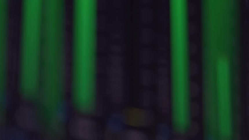 Green bars appear on an audio monitor screen