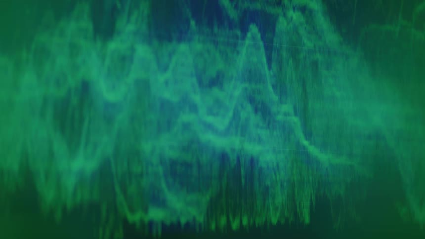 A screen displaying green sound waves on a dark background