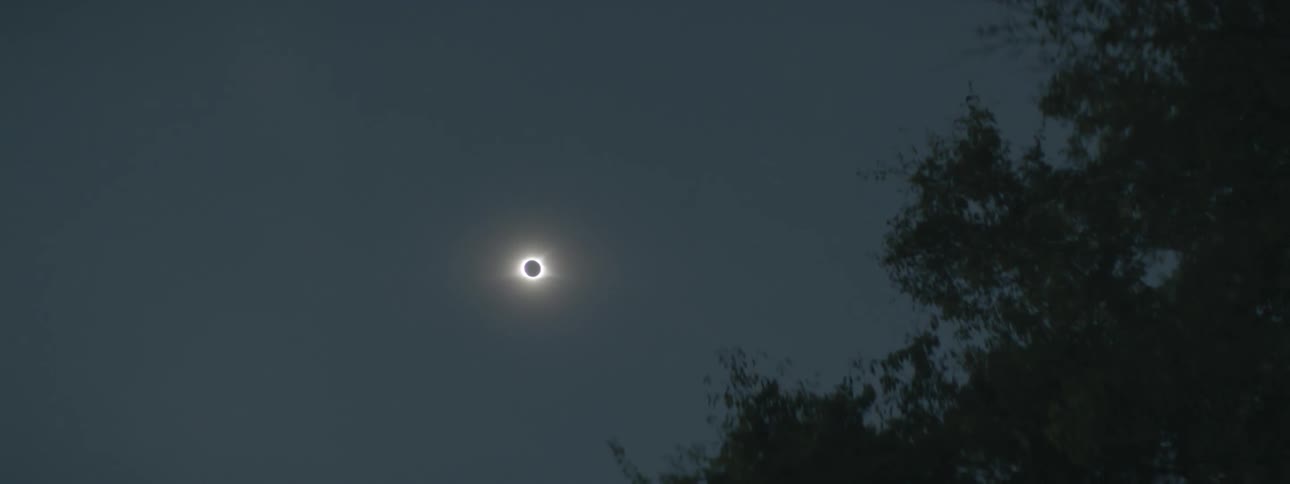 The eclipse is in full view in the sky