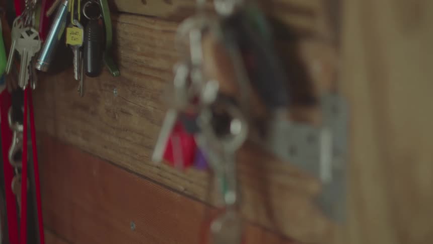 Keys are hanging from the wall