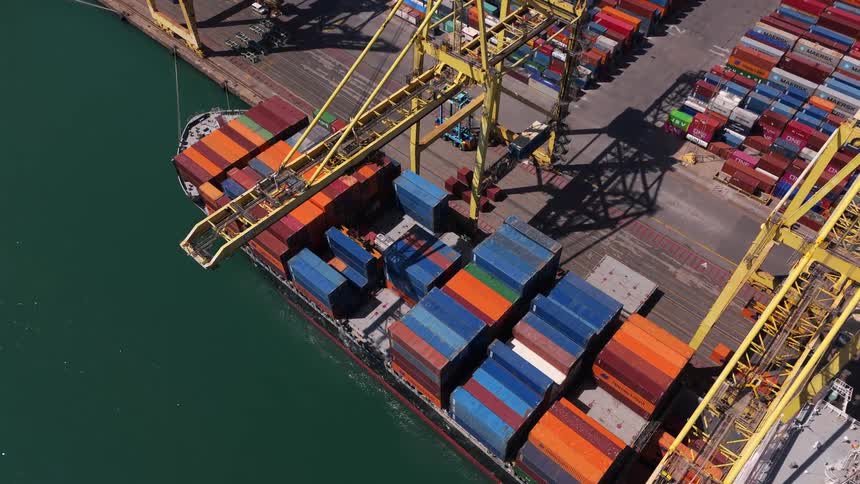 Cargo ship parked in a port