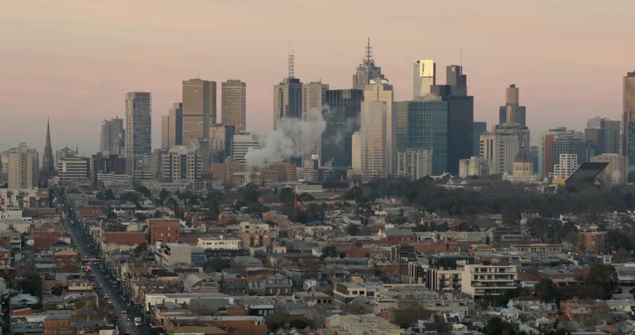 Downtown of a large city seen from a distance
