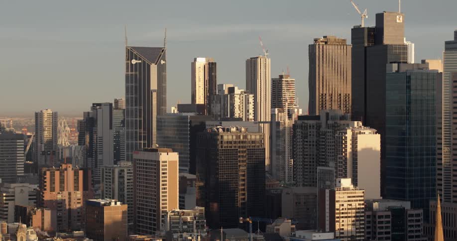 A city with the sun shining on it