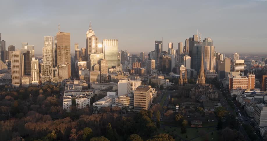 Downtown of a large city seen from a distance