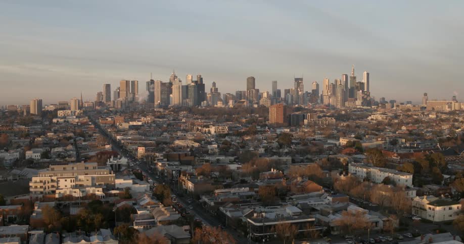 Downtown of a large city seen from a distance