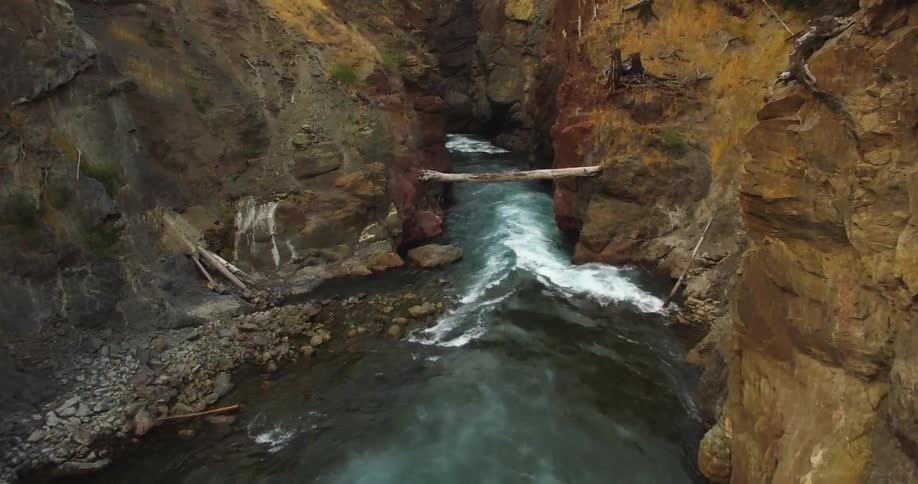 River water rushing through narrow canyon