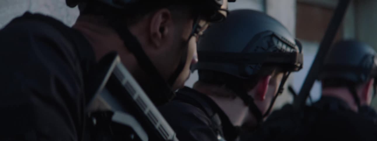 Armed police team in an operation