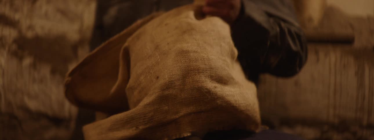 Bag being removed from a persons head with string in their mouth