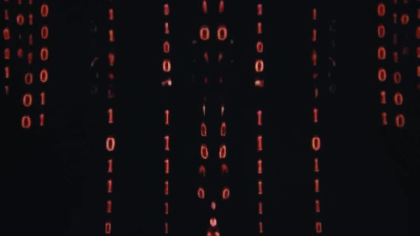 The ones and zeros fall on the screen vertically