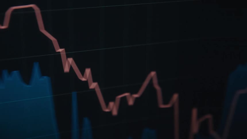A line graph is displayed on the monitor