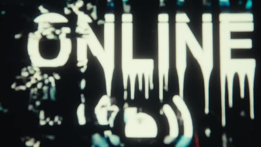 Computer screen displaying online status with a wifi logo beneath it starting to flicker