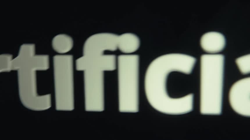 A display screen showing an artificial intelligence interface on a dark background