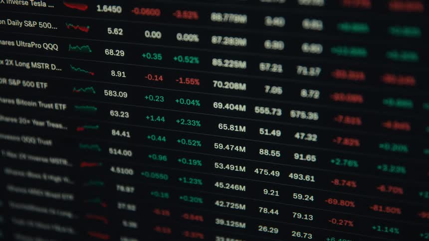 Computer monitor displaying financial market data