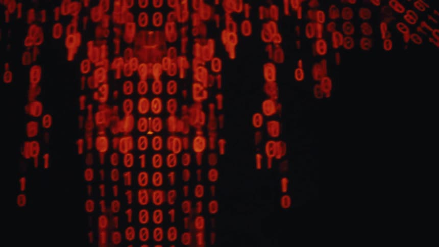 The digital art is a shape made out of many numbers