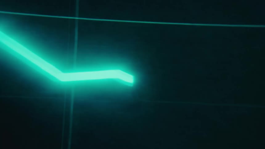 Neon blue line floating across a black graph