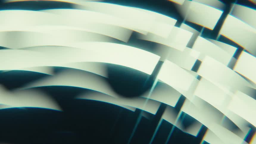 White luminous bands interwoven in an abstract pattern against a dark background