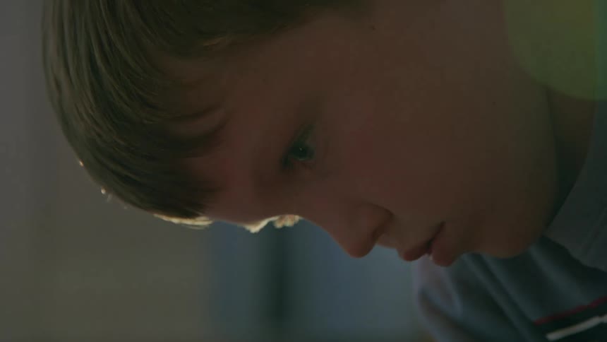 A child looks down