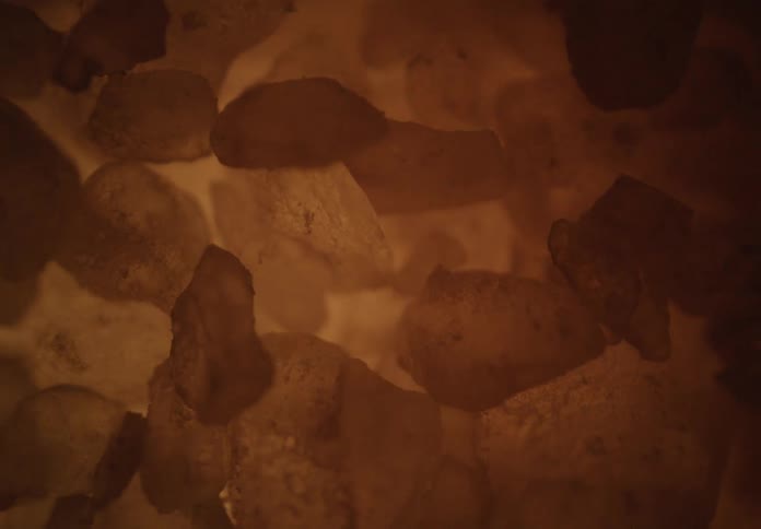 Warm amberhued crystals glow from within casting a soft cozy light that feels calming and intimate