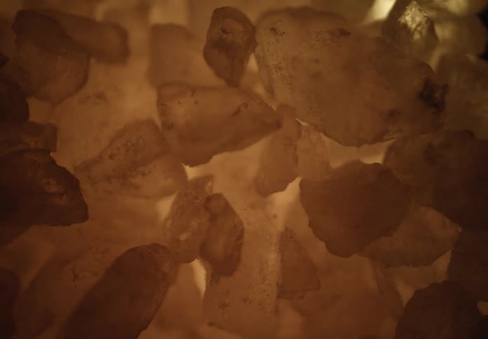 Mineral crystals in earthy tones seen in closeup